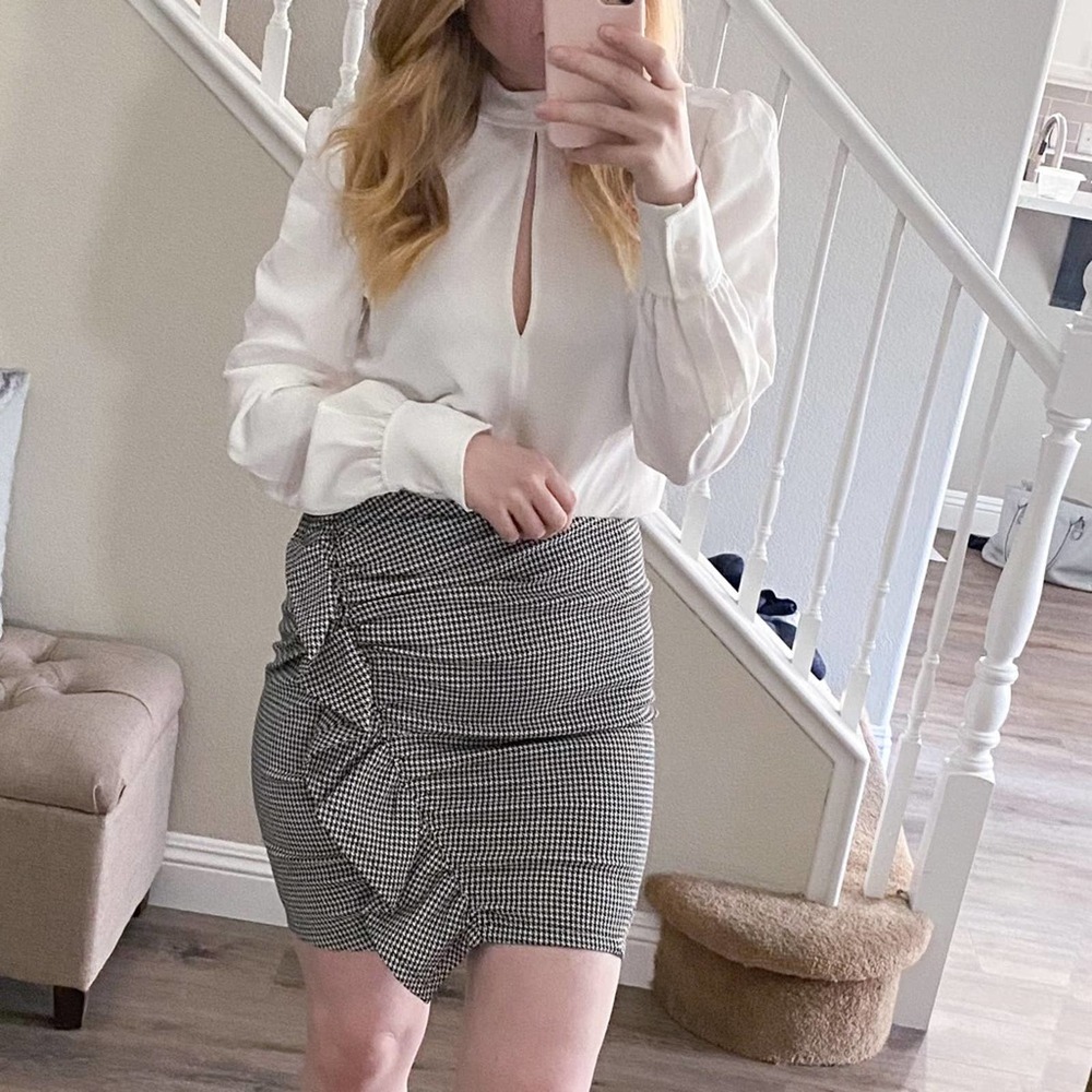 A.L.C. Black & White Houndstooth Mini Skirt